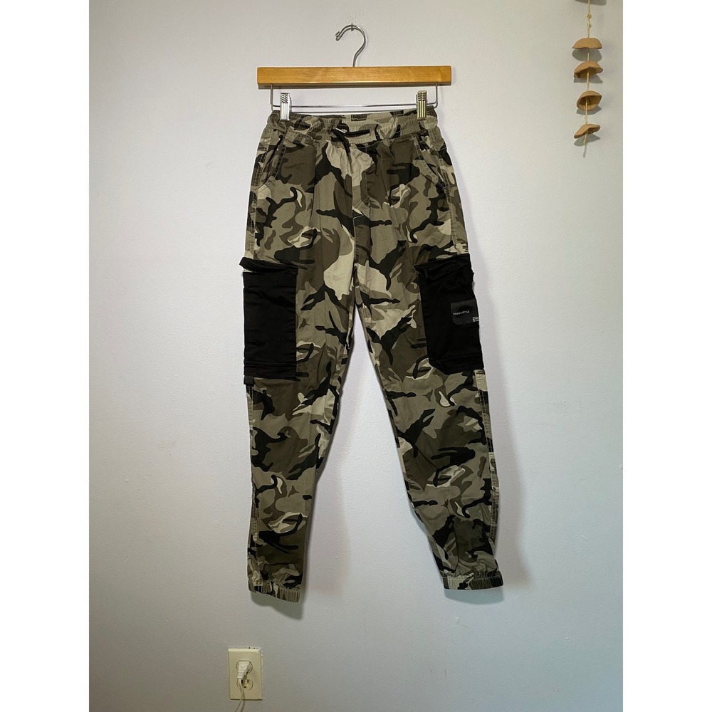 Blue. L Kids Camo Cargo Jogger Pants Gray Green Tactical Utility Size Large